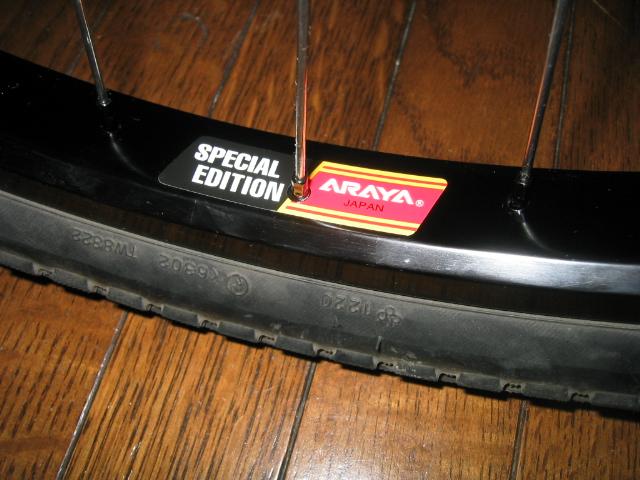 ARAYA SPECIAL EDITION 26インチ 36Hリムセット Araya 26 x 1.75 Japan Aluminum Wheelset 36h Sansin Hubs